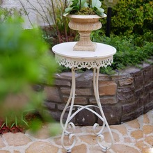 法式复古铁艺花凳花架户外小圆桌做旧花园阳台庭院小花几置物架