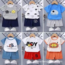 Children's pure cotton short sleeved se男童女童短袖T恤两件套