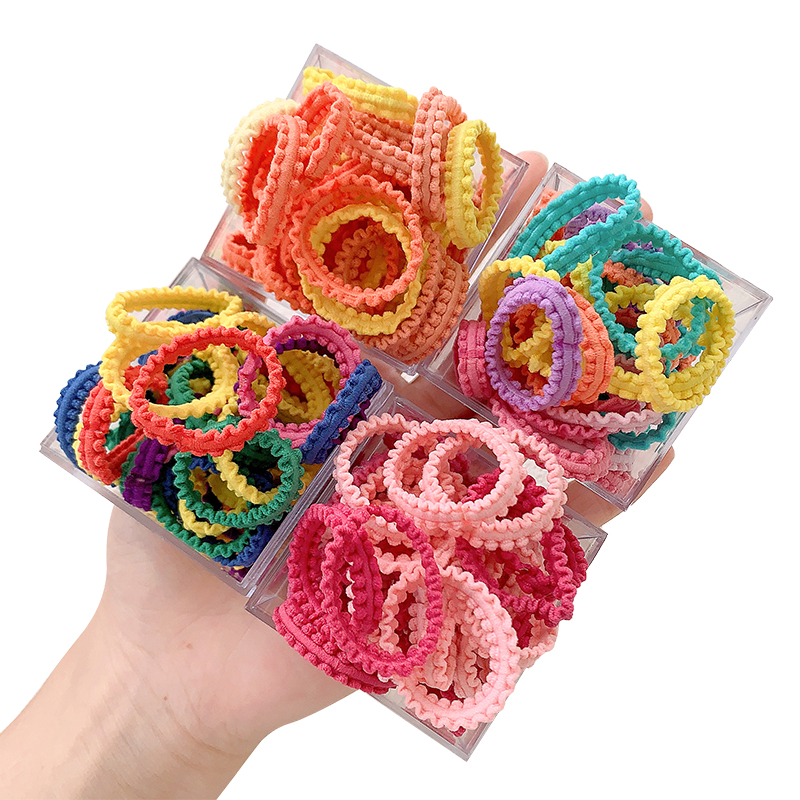 Children Ruffles High Elasticity Does Not Hurt Hair Rubber Bands Girls' Colorful Boxed Rubber Band Hairband for Tying up Hair Baby Hair Ties