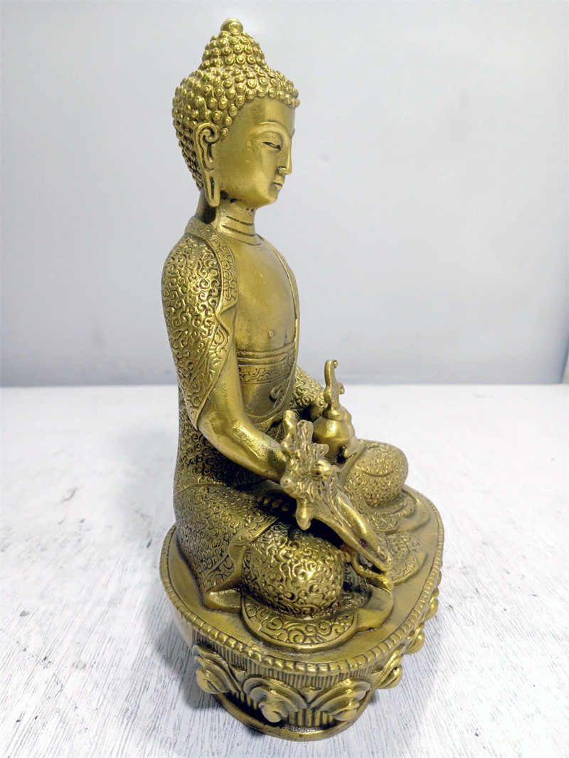 黄铜药师佛药王菩萨佛像 佛教佛具用品 家居摆件饰品工艺品铜器