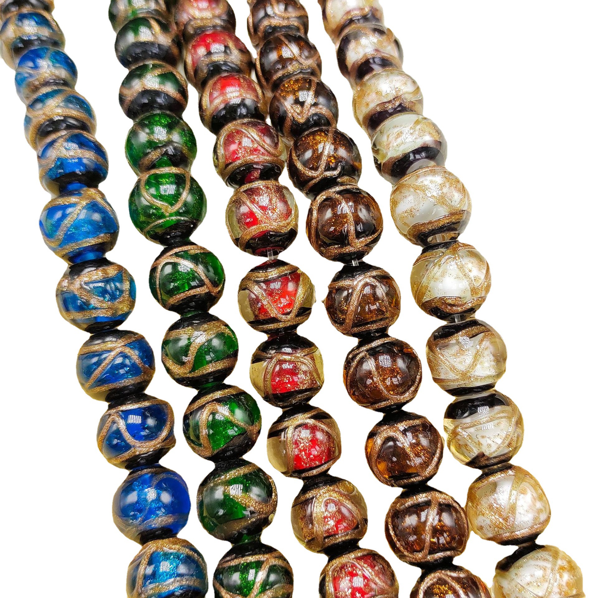 复古小香灰琉璃圆珠散珠子手工diy制作串珠手链手持饰品配件