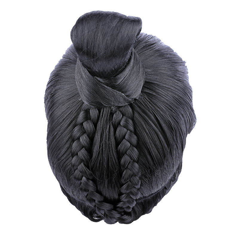 新款古装汉服道士男整顶假发影视短发套束发唐朝花白精品手钩头套