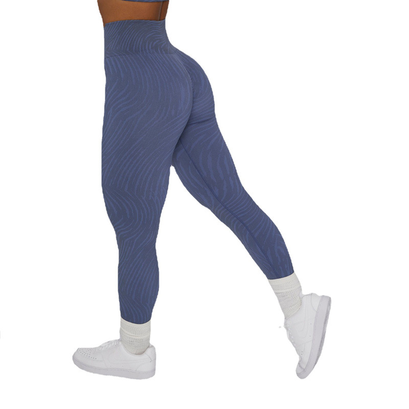 Amazon Zebra Pattern Four-Piece Seamless Stone Washed Yoga Clothes Sports Vest Women's Short Sleeve Butt-Lift Underwear Yoga Suit