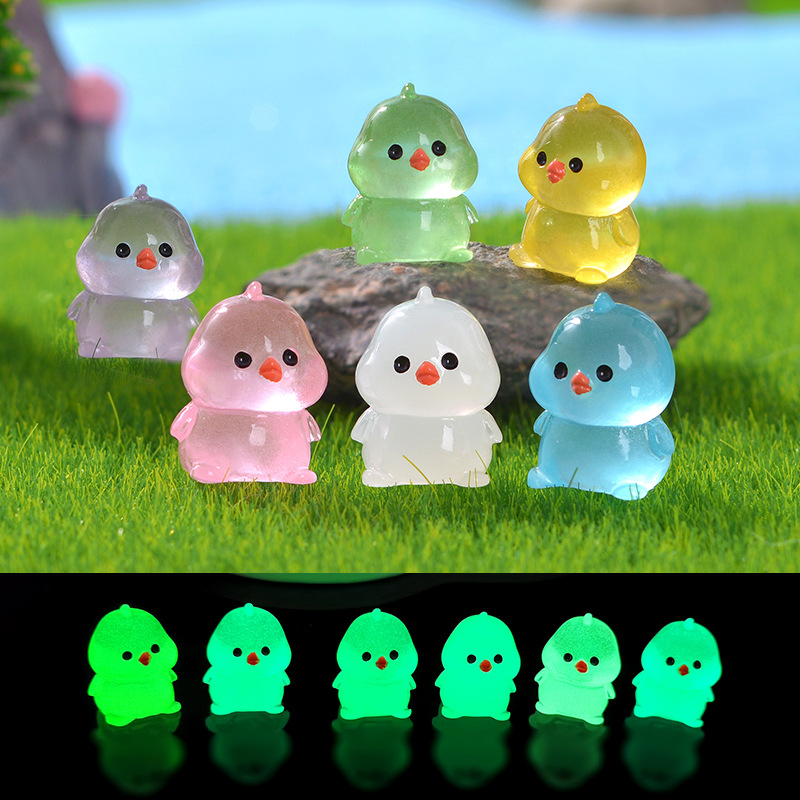 new luminous series mini chicken micro landscape gardening small ornaments luminous chicken home desktop gadget