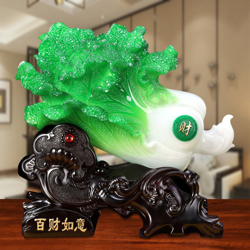 百财如意摆件大号玉白菜办公室家居装饰品店铺开业礼品送礼工艺品