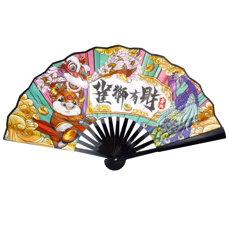 8-Inch Double-Sided National Fashion Fan Wholesale Fan Student Chinese Style Raw Silk Ancient Style Han Chinese Clothing Folding Fan Bar Disco Dancing Fan