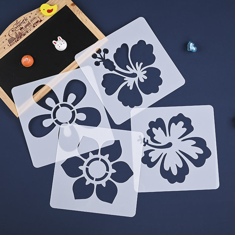 diy手账绘画模板创意镂空模板主题制作模具日记植物花朵模板批发