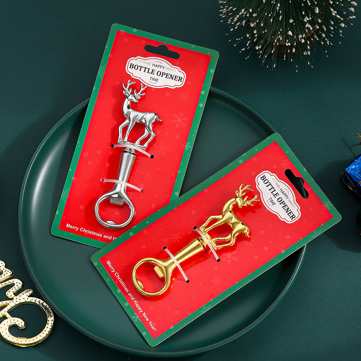 cross-border deer bottle opener european and american wedding christmas holiday party small gift beer lid opener zinc alloy screwdriver