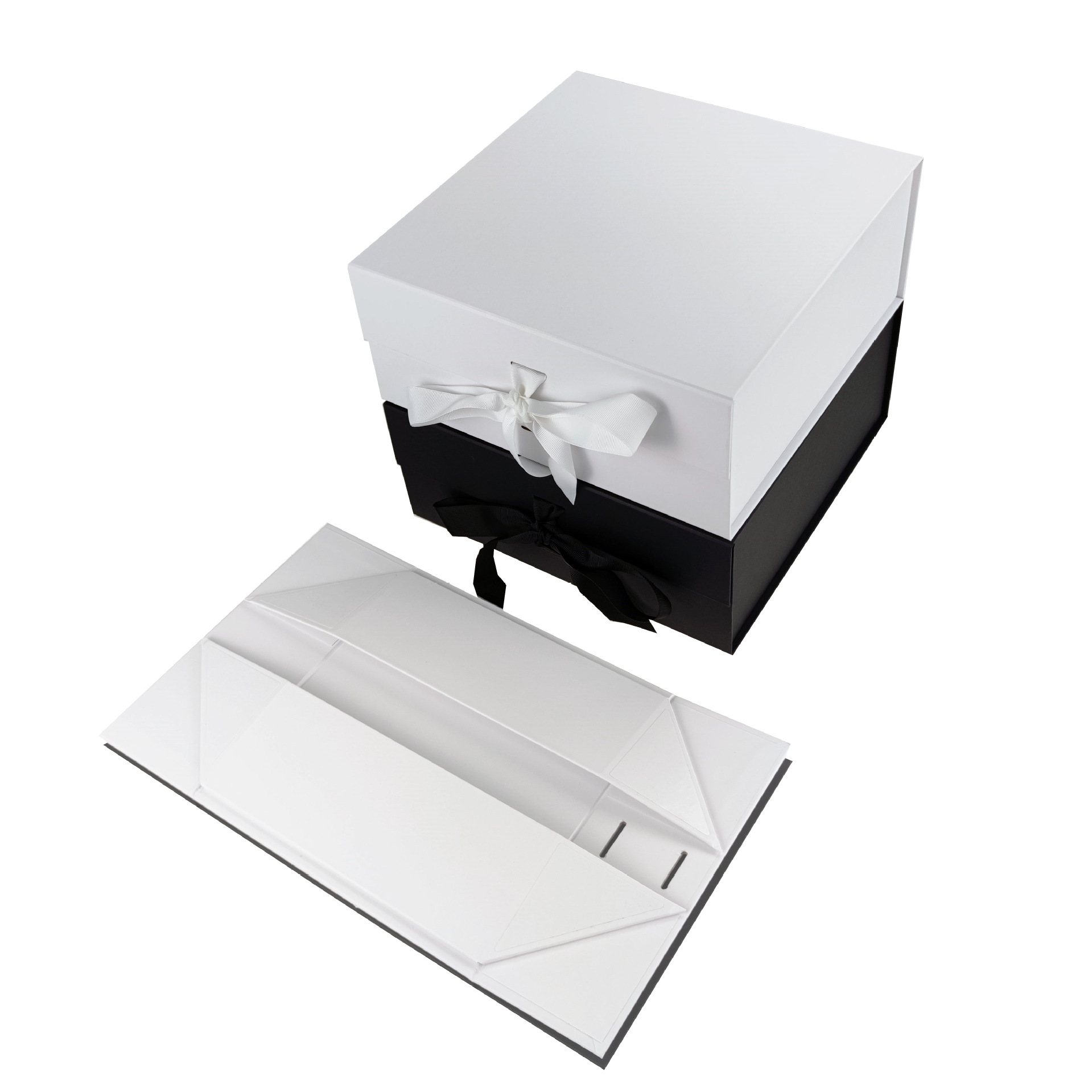 现货白色正方体折叠礼盒黑色礼品包装盒男士皮带盒生日礼物盒批发