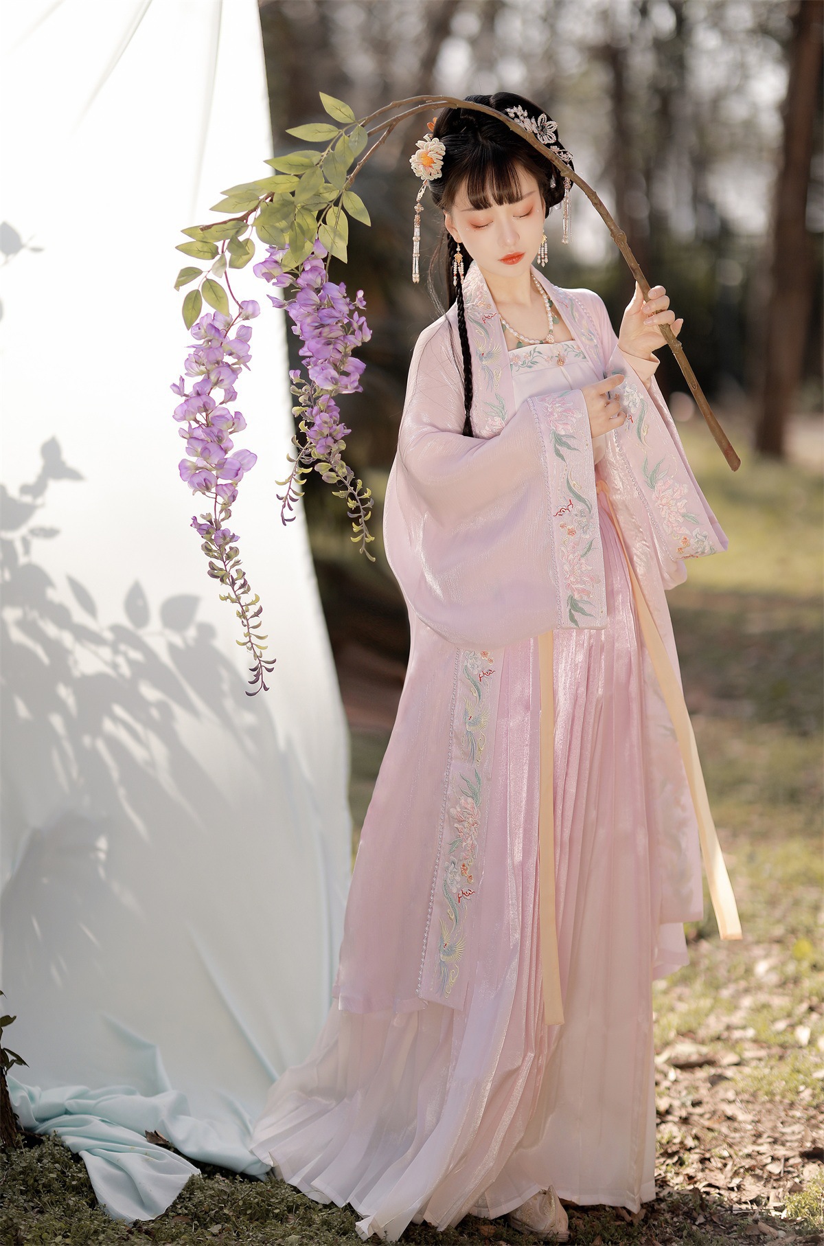 原创设计晴川一树宋制褙子汉服女中国风春夏齐腰褶裙8259