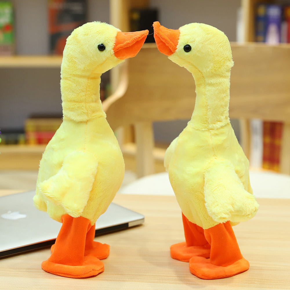 Douyin Online Influencer Same Style Neck-Lifting Duck Small Yellow Duck Learn to Talk and Walk Can Call Repeat Reading Little Duck Singing Toys