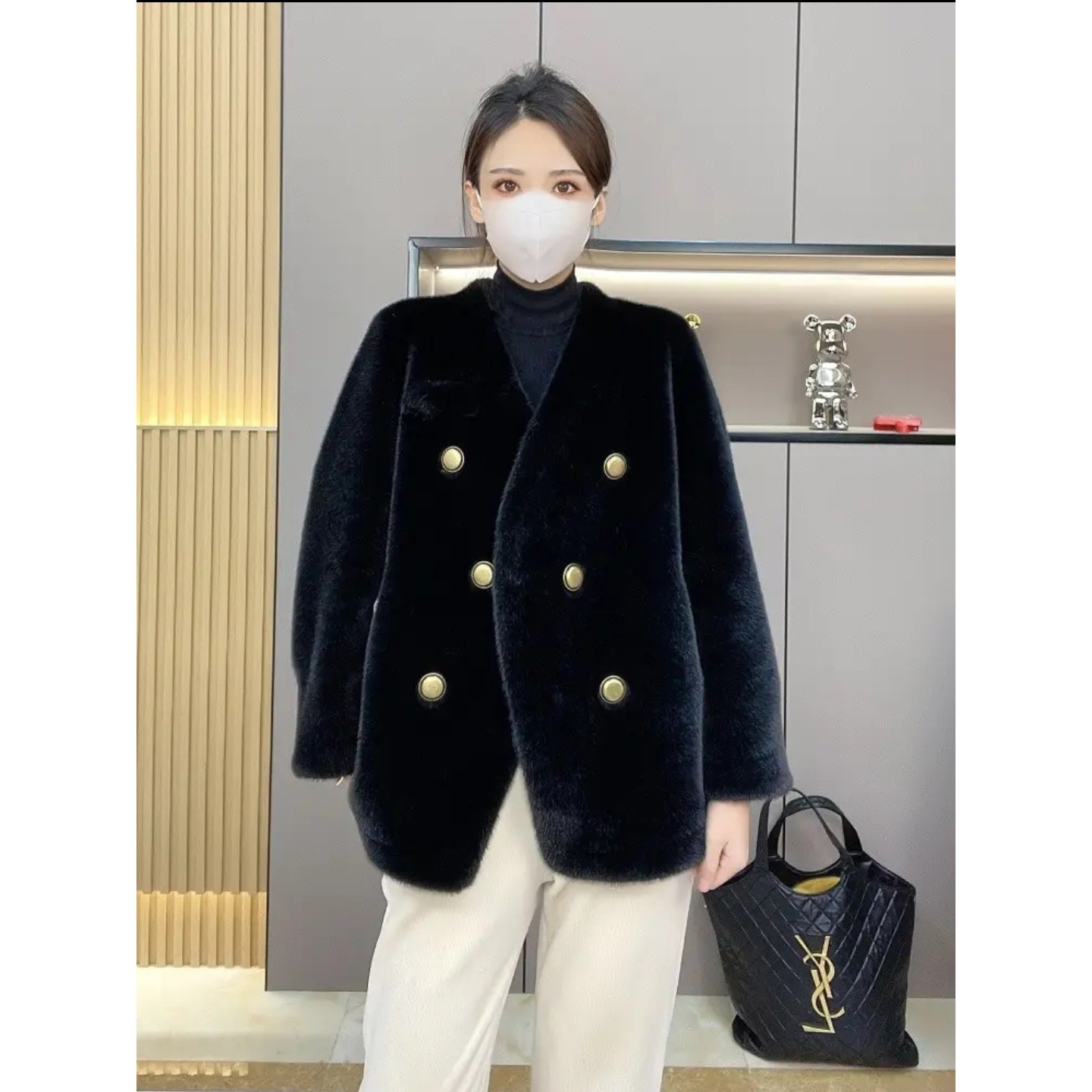 2023冬季新款高级感环保皮草外套女宽松仿水貂绒皮毛一体欧貂大衣