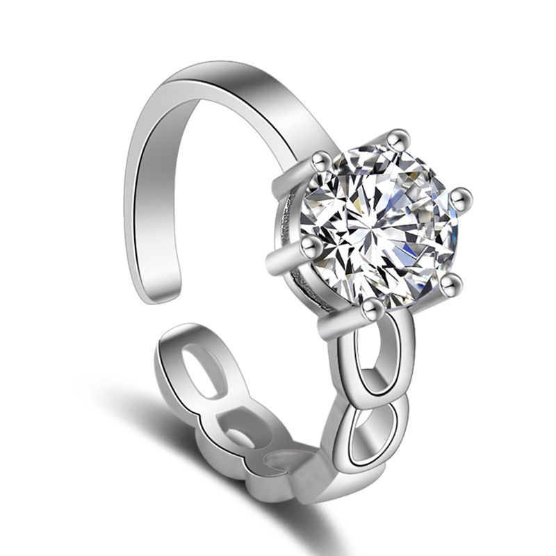925开口尾戒戒指银独立镶钻钻戒-阿里巴巴