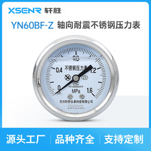 YNBF60Z 轴向耐震不锈钢压力表 防腐耐酸碱 水平安装不锈钢压力表