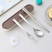 筷子单人装便携式餐具盒勺子叉子套装三件套外出学生筷子盒餐盒
