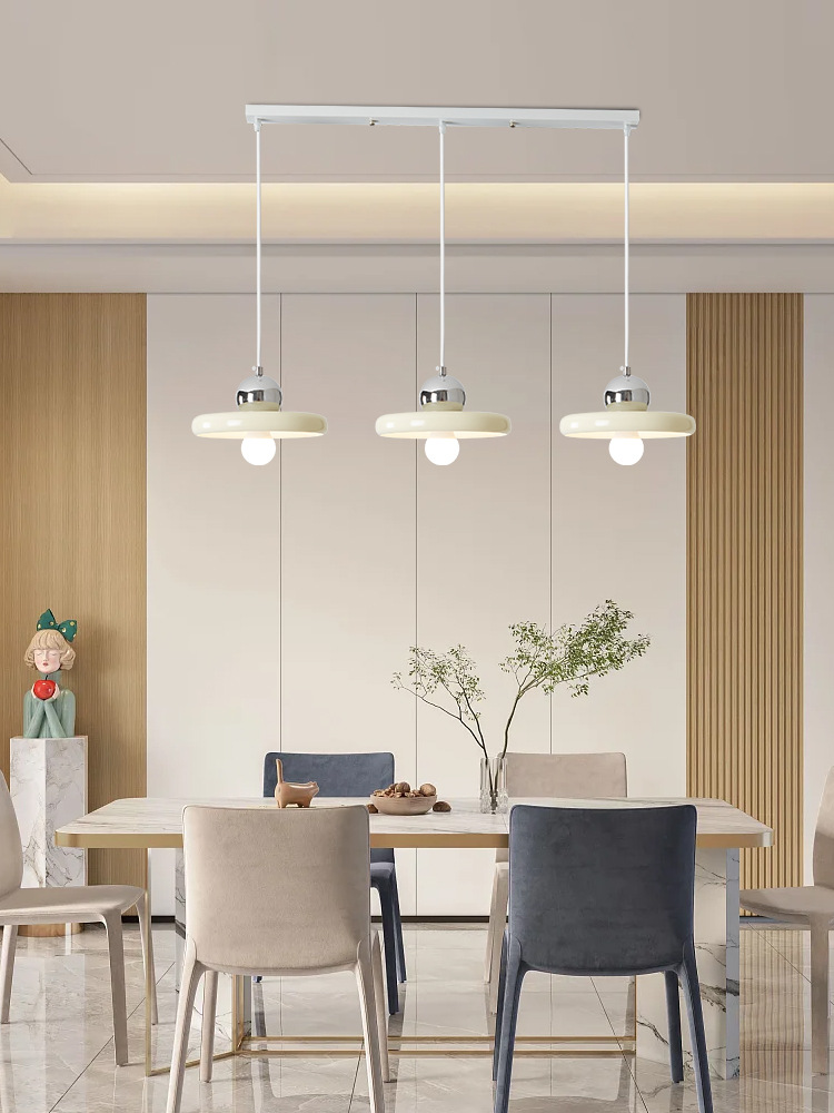 Nordic Minimalism Three-Head Combination Restaurant Chandelier Modern Minimalist UFO Cream Style Dining Table Bar Dining Chandelier