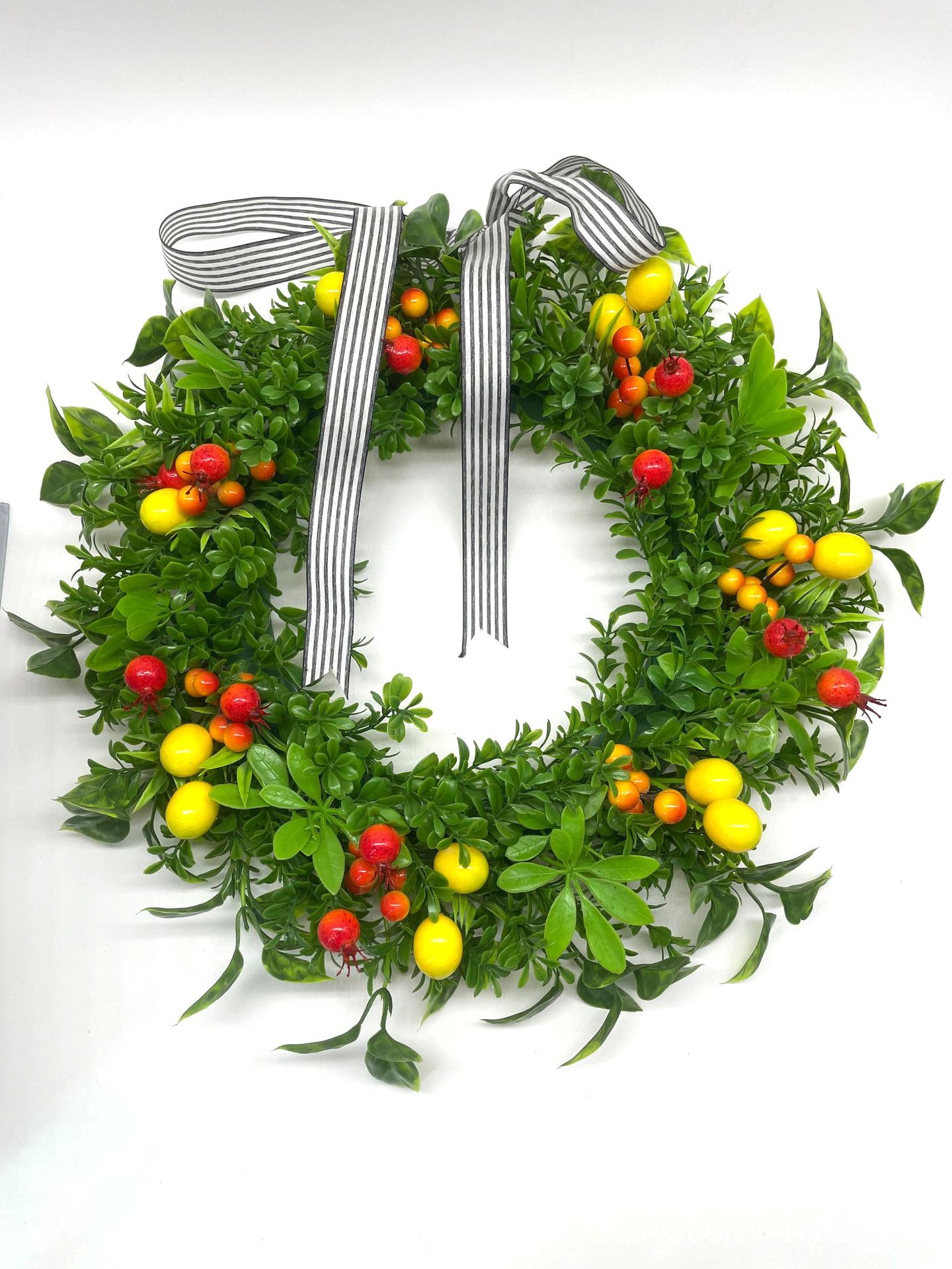 跨境专供仿真水果花环门饰壁饰挂件柠檬石榴花环亚马逊定制批发