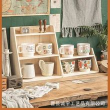 木质中式复古风置物架客厅水杯瓷器展示架卧室书房桌面小型收纳架