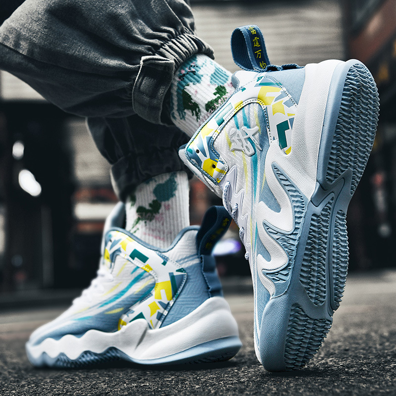 潮流新款篮球鞋男款儿童高帮球鞋水泥地橡胶底中小学生大童运动鞋