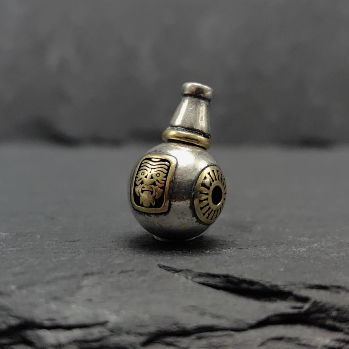 藏式s925银 扎基拉姆三通佛头手工diy镶嵌黄铜文玩配饰配件-阿里巴巴