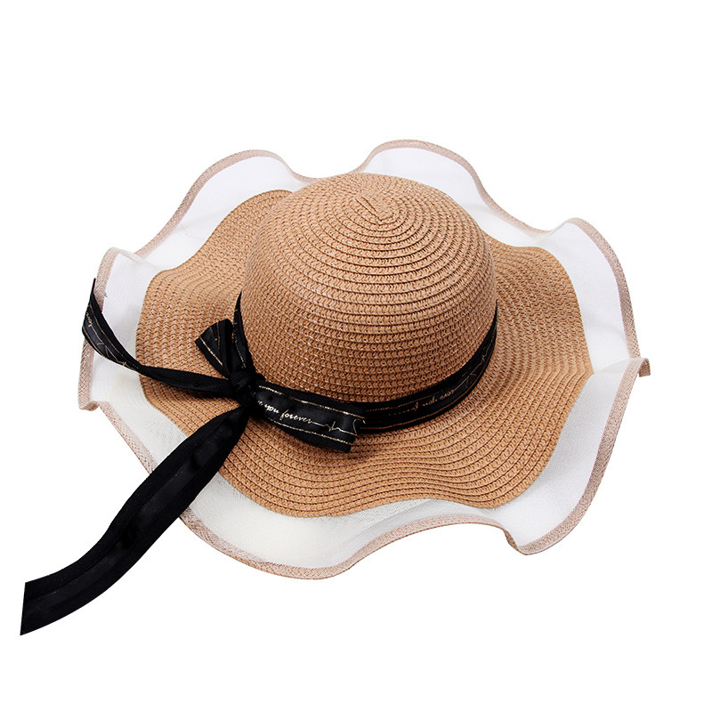 Korean Hat Women's Summer Mesh Straw Hat Sunshade Temperament Wild Foldable Breathable Sun Protection Big Brim Straw Hat Beach