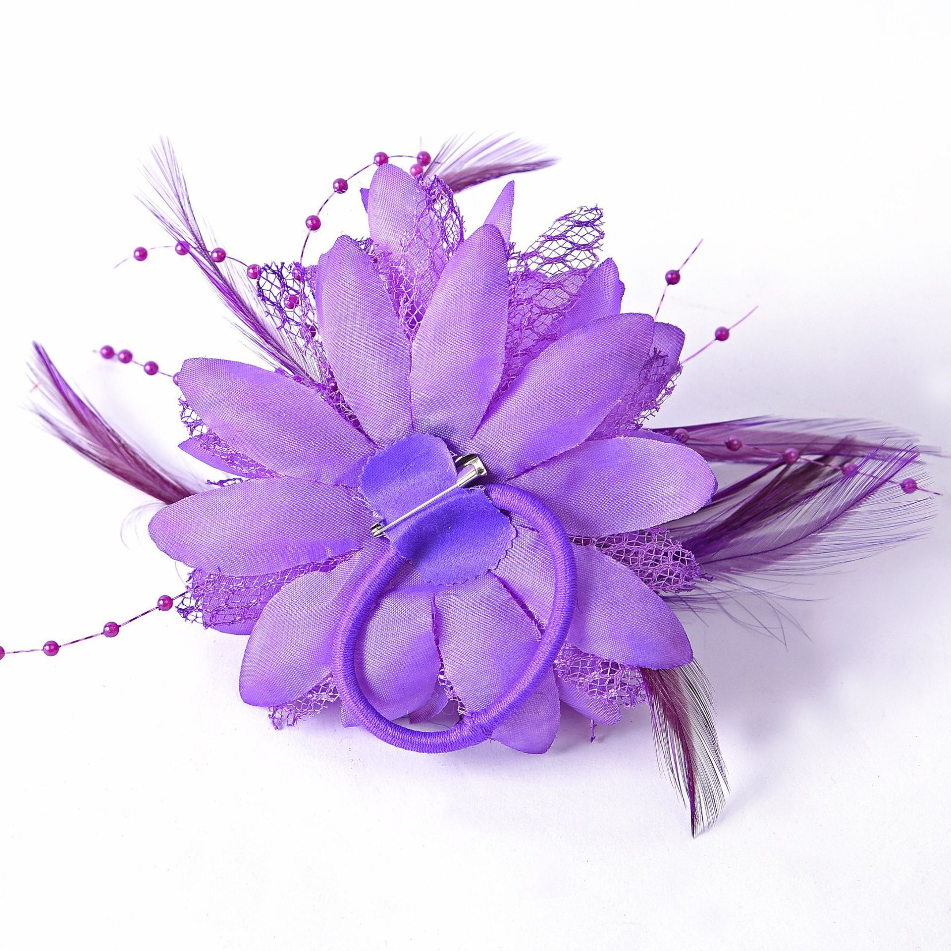 欧美新娘珠花舞会舞蹈头花胸花手腕花羽毛多色婚纱配饰头饰品发饰