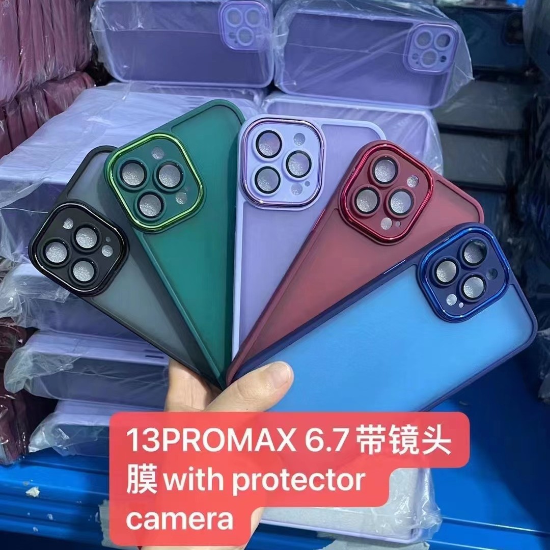 电镀魅瞳喷油肤感二合一适用iphone15promax带镜头膜手机壳保护套
