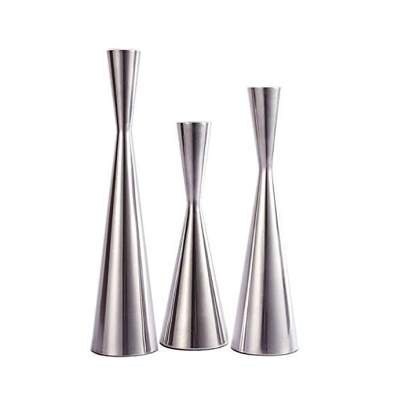 不锈钢蜡烛台拉丝抛光锥形烛台支架复古现代装饰礼物工厂直供批发