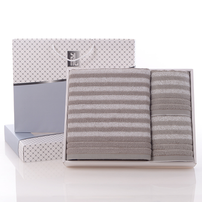 纯棉商务礼品浴巾毛巾礼盒装 高档深色毛巾浴巾三件套定制logo