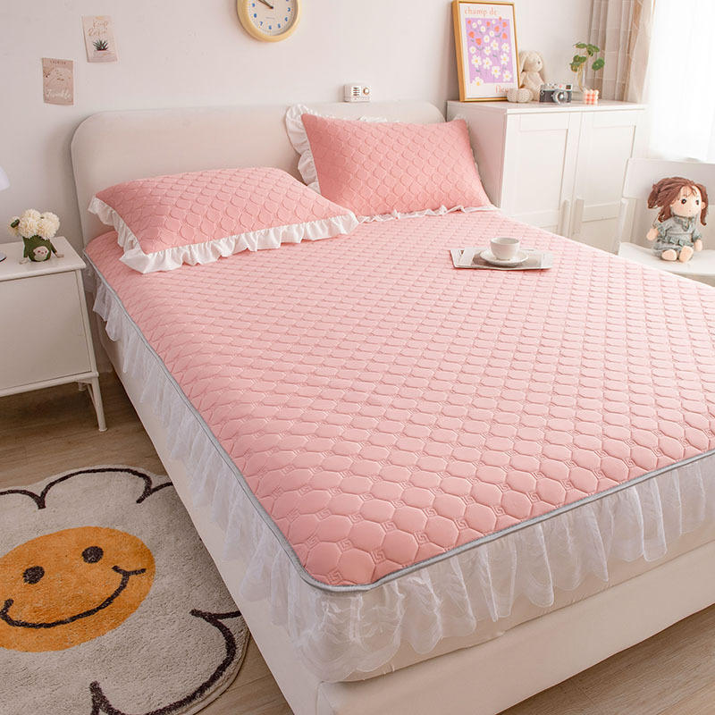 韩式花边乳胶凉席床笠三件套夏季冰丝软席子床垫保护套双人床裙罩