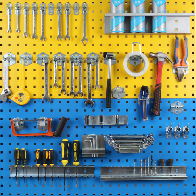 洞洞板汽车美容店工具墙展示塑料扳手架红色五金挂钩挂板物料架