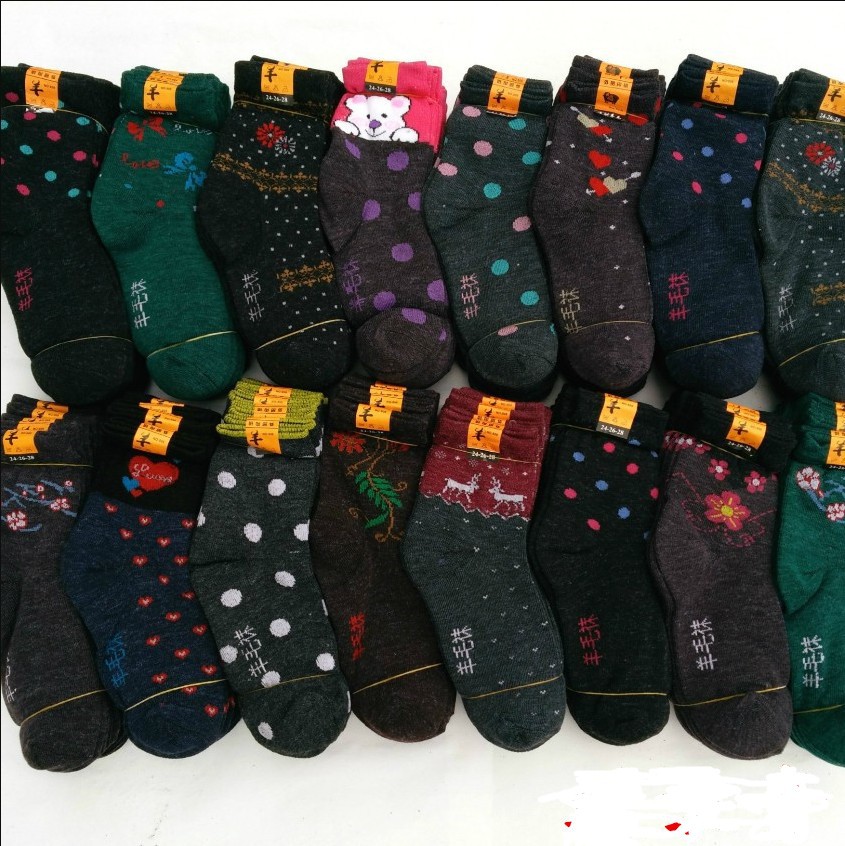 Autumn and Winter Artificial Wool Women‘s Socks Women‘s Wool Socks Warm Socks Stall Socks Mid-Calf Cartoon Women‘s Socks factory Wholesale