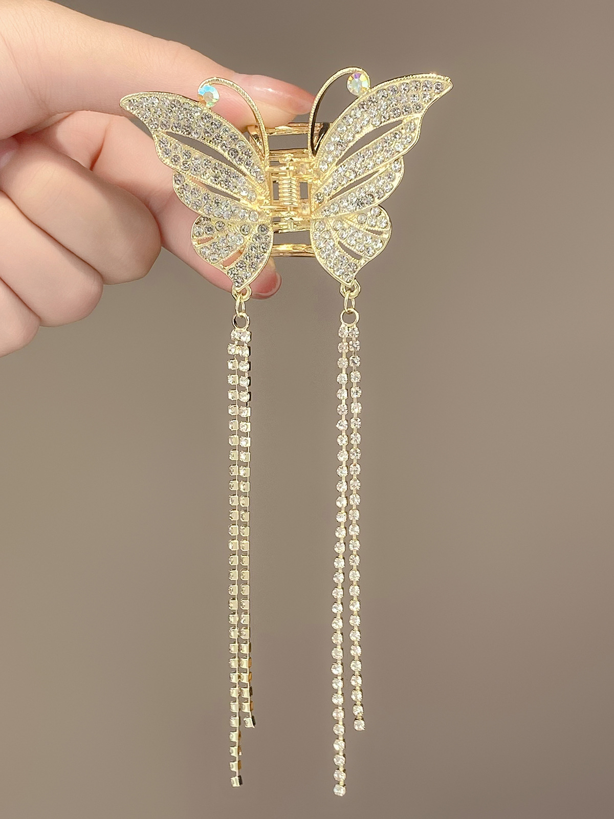 butterfly tassel grip half tie temperament shark clip female hair accessories hairpin