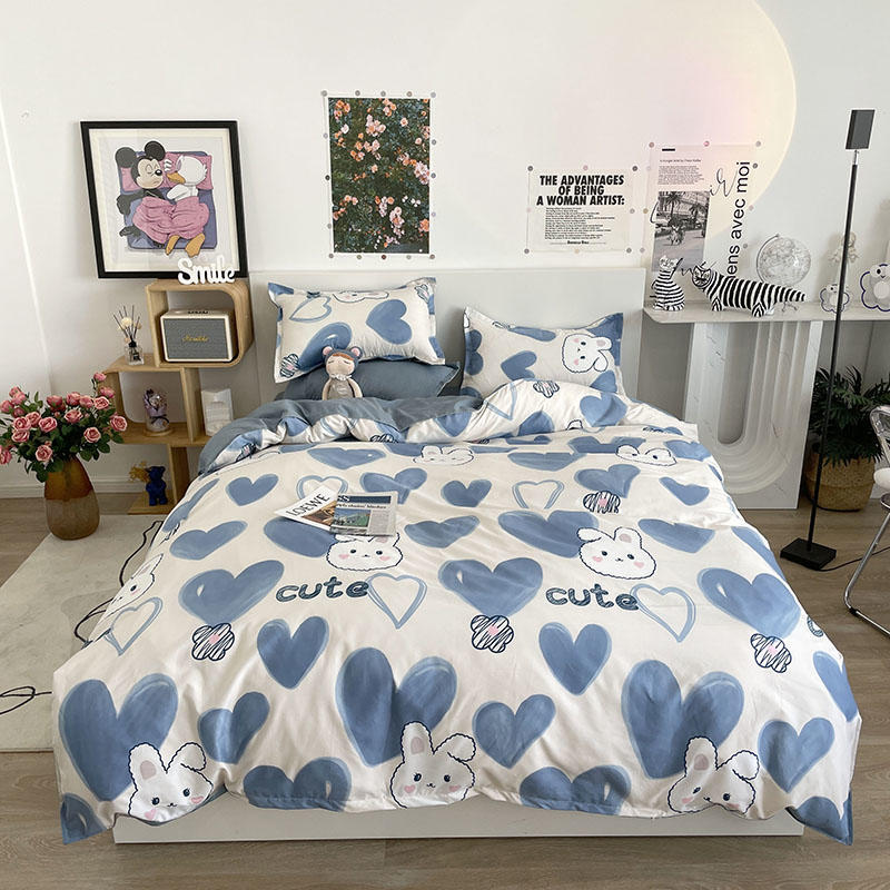 Wechat Live Streaming Delivery Washed Cotton Four-Piece Set Bed Sheet Quilt Cover Gift Bedding Dormitory Three-Piece Set Wholesale