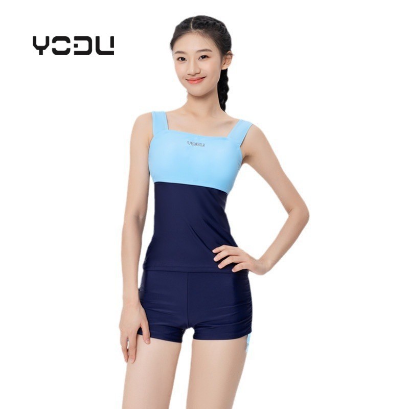 yodu泳都新款女士分体平角泳衣无袖背心短裤套装泳装二件套-阿里巴巴