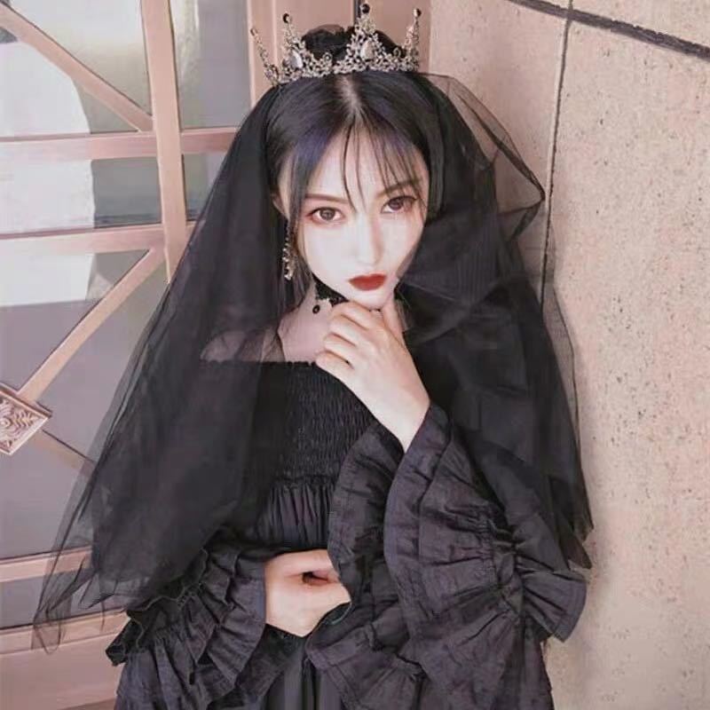 婚纱头饰新娘头纱拍照网红自拍简约超仙森系白色遮面短款裸纱