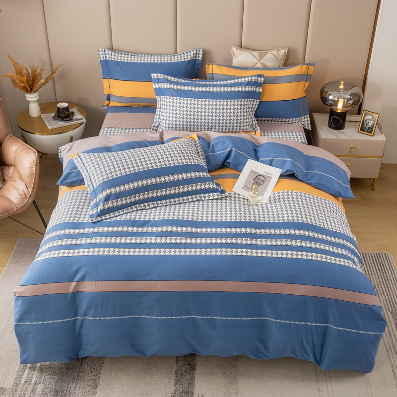 Show off Water Star Home Textile Thickened Cotton Brushed Four-Piece Set Autumn and Winter Bedding Cotton Set Wholesale Group Purchase