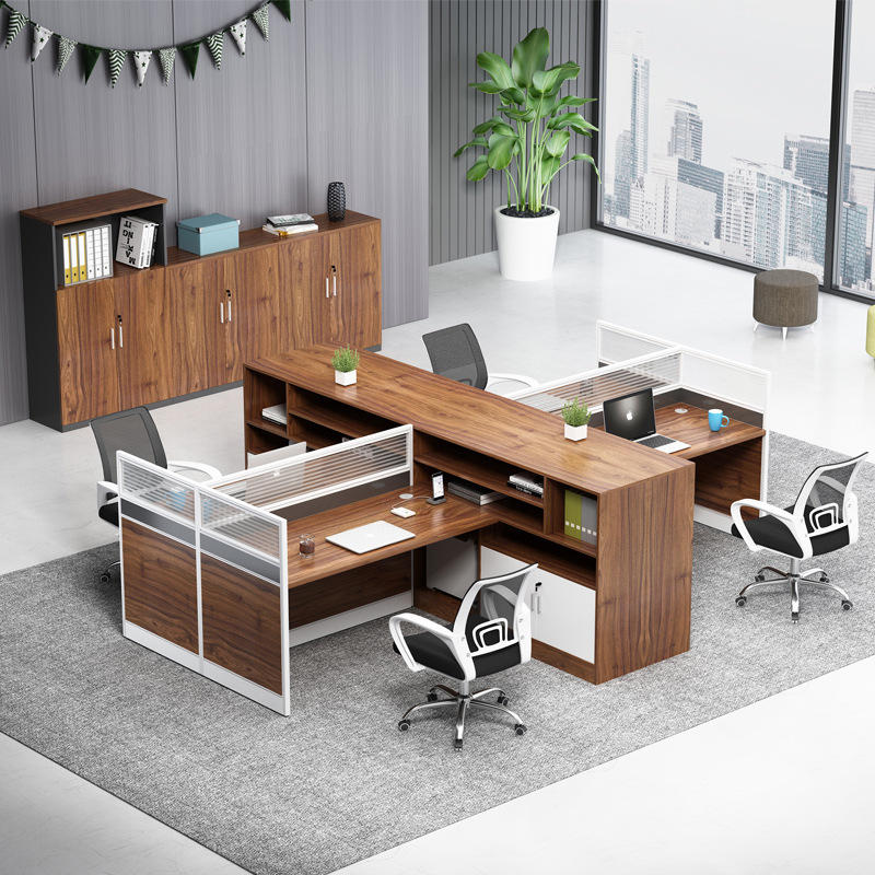 简约现代办公桌四人工位职员桌椅组合员工电脑卡座办公室屏风卡位