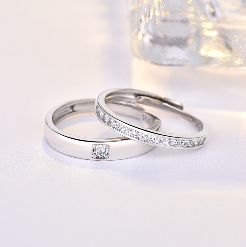 共度余生情侣戒指小众设计对戒情人节礼物送女友简约时尚开口指环