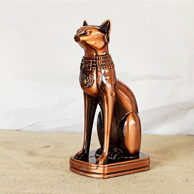 新品金属合金工艺品模型 电镀复埃及猫摆件爱你办公室礼物 埃及猫