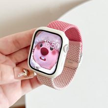 撞色编织适用苹果手表带AppleWatch8尼龙s9腕带iwatch76543se运动