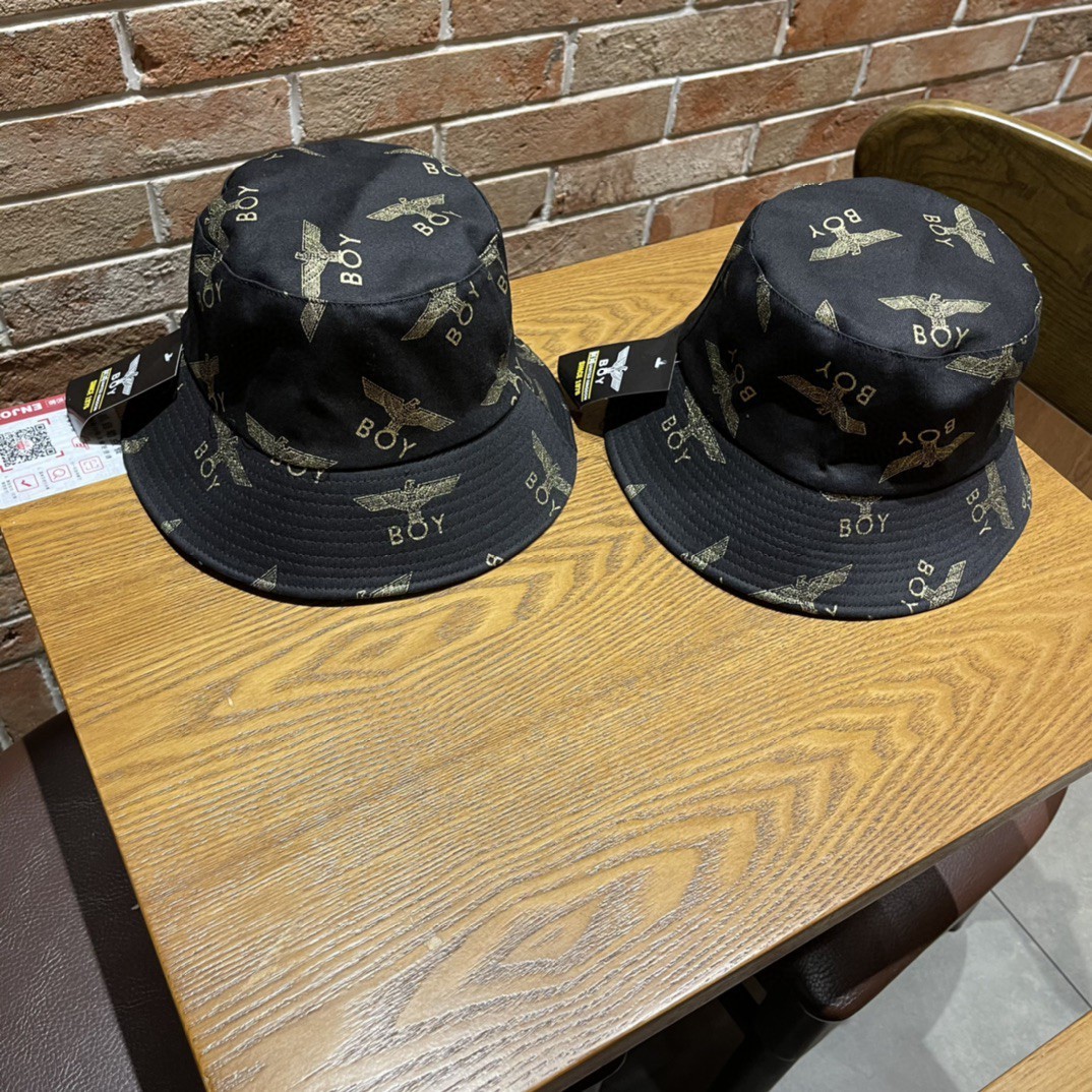 潮牌boy渔夫帽女春夏满印烫金老鹰防紫外线遮阳帽子时尚潮盆帽男