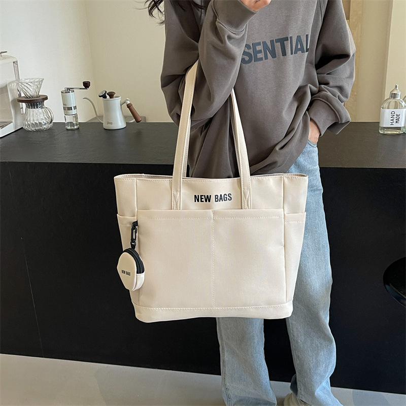大容量帆布托特包女2024新款韩版小清新斜挎包大学生上课包单肩包