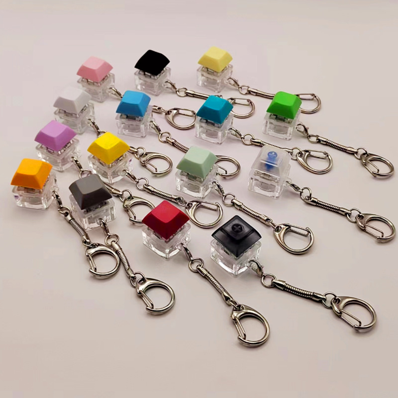 Small Sugar Cube Color Key Cap Mechanical Keyboard Luminous Toy Decompression Keychain Accessories Shaft Tester Keychain Pendant