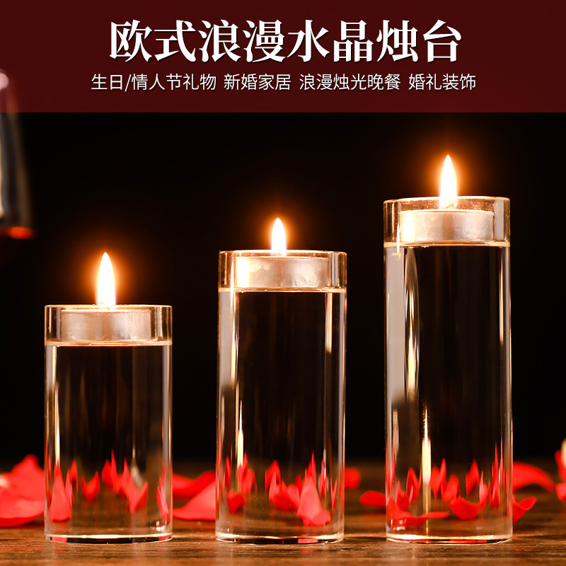 European Crystal Candlelight Dinner Candle Holder K9 Romantic Simple Dining Table Factory Wholesale Hotel KTV Supplies Gifts