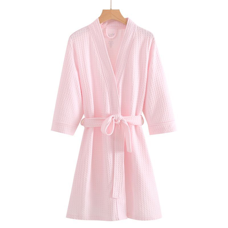 Bathrobe Spring and Autumn New Nightgown Loose Waffle Bathrobe Courtyard Hotel Spring and Summer Morning Gowns Couple Pajamas