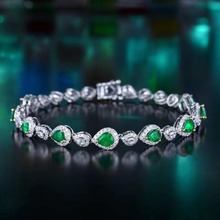 天然祖母绿手饰稀有巴基斯坦天然祖母绿手链1.95ct18k金钻石手链