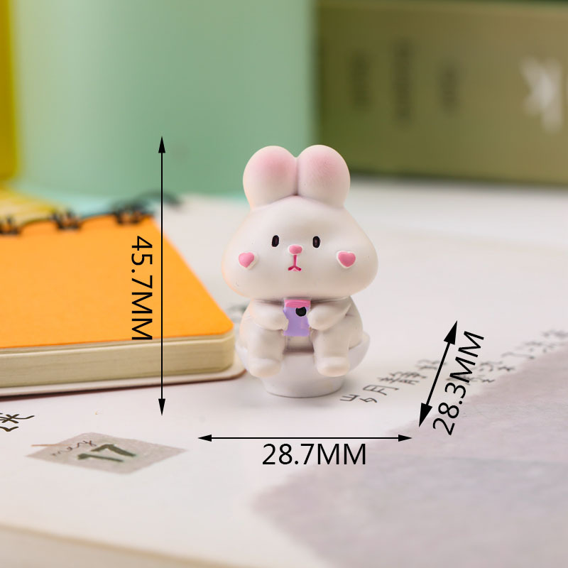 New Cute and Adorable Bunny Decoration Zodiac Resin Desktop Office Decorations Cartoon Doll Gift