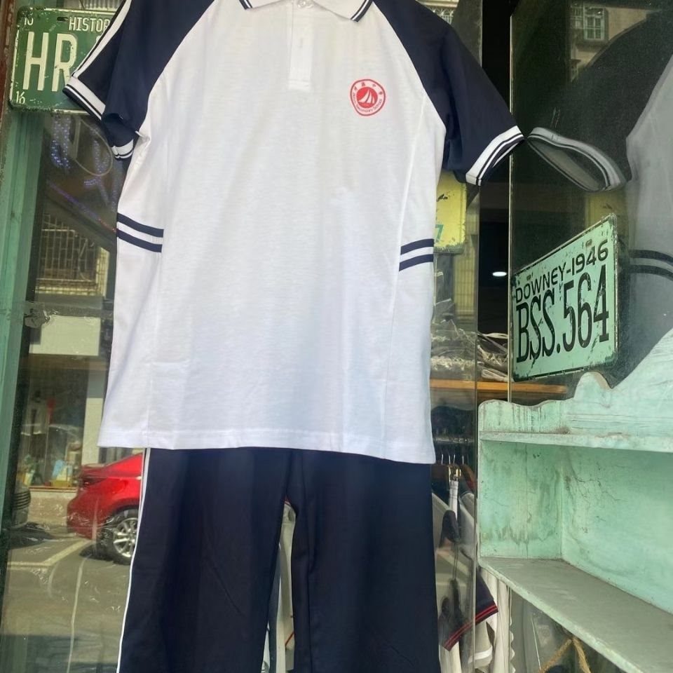 惠州博罗中学夏季校服短袖上衣双杠长裤-阿里巴巴