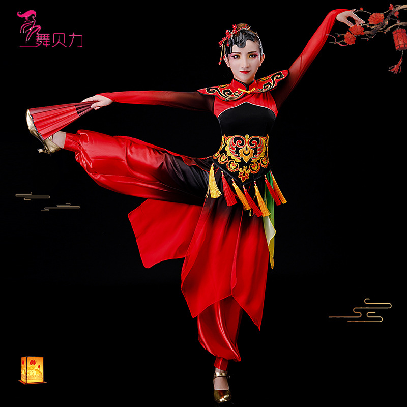 打鼓演出服装锣鼓队演出服女广场舞新款服装套装秧歌服扇子舞服装